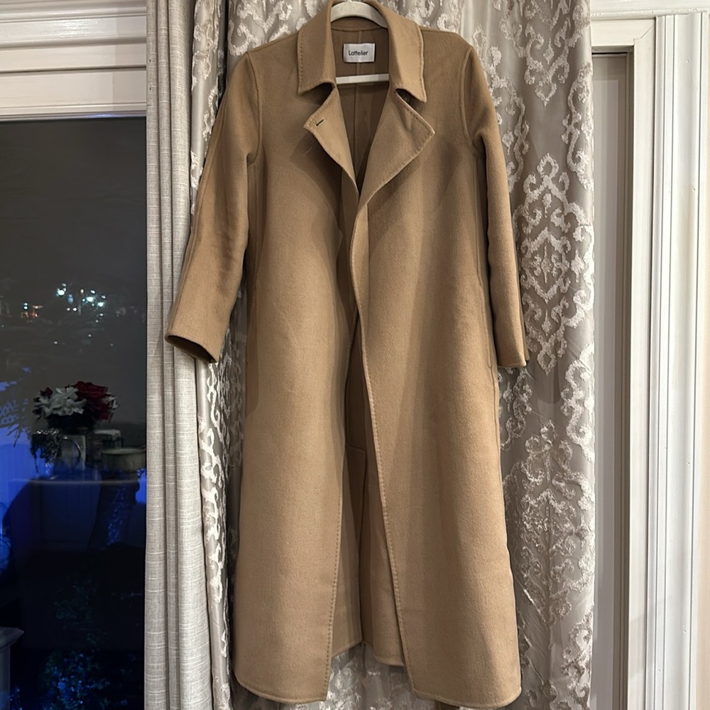 Lattelier Earth Tone Belted Wool Coat - Picture 2 of 6